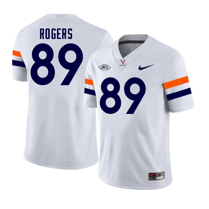 Virginia Cavaliers #89 John Rogers College Football Jerseys Stitched-White